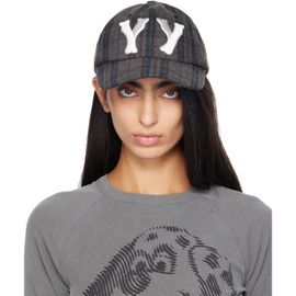 OPEN YY OPEN YY Brown 'Yy' Checkered Heart Bone Ball Cap