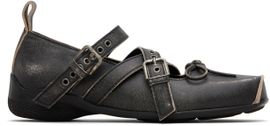 OPEN YY OPEN YY Gray Cross Buckle Ballet Flats