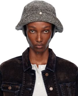 OPEN YY OPEN YY Gray Detachable Ear Flaps Bucket Hat