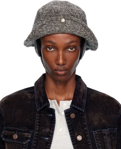 OPEN YY OPEN YY Gray Detachable Ear Flaps Bucket Hat