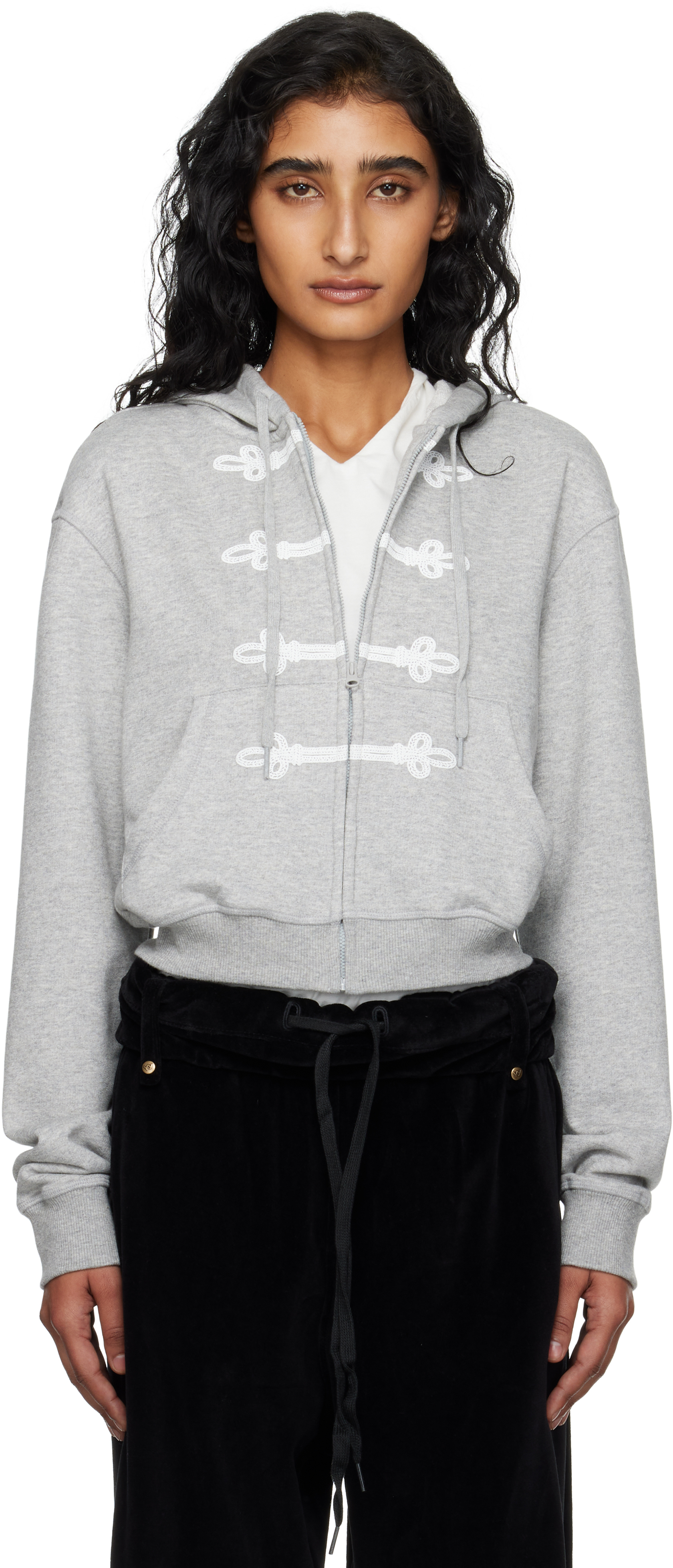 OPEN YY - Gray Loop Button Effect Hoodie