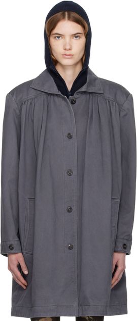 OPEN YY OPEN YY Gray Over Shirred Top Coat