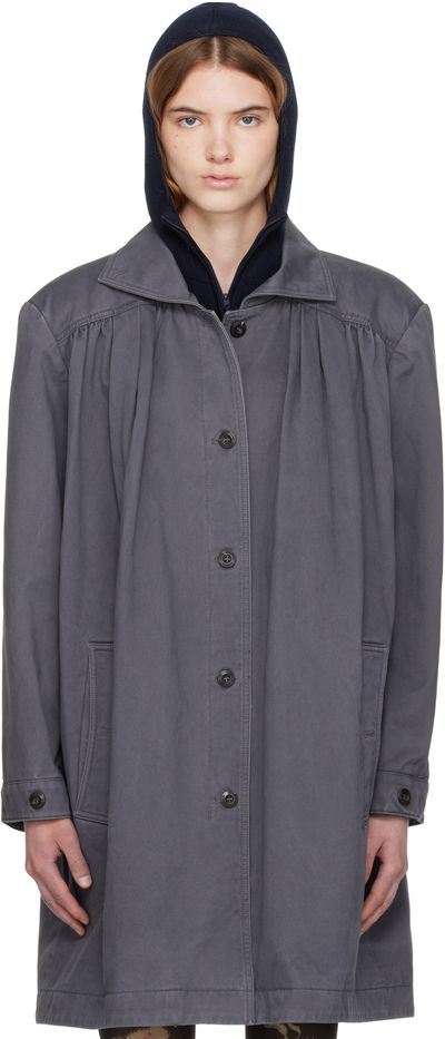 OPEN YY OPEN YY Gray Over Shirred Top Coat