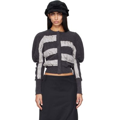 OPEN YY OPEN YY Gray Slouchy Puff Panel Cardigan