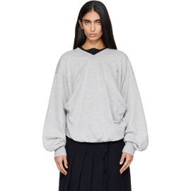 OPEN YY OPEN YY Gray Slouchy V-Neck Sweatshirt
