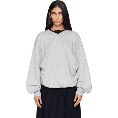 OPEN YY OPEN YY Gray Slouchy V-Neck Sweatshirt