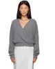OPEN YY OPEN YY Gray Wool Criss Cross Wrap Knit Sweater - 1