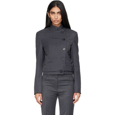 OPEN YY OPEN YY Gray Wool Double-Breasted Blazer