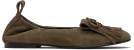 OPEN YY OPEN YY Khaki Bun Suede Fringe Ballerina Flats