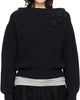 OPEN YY OPEN YY Navy Badge Applique Knit Pullover Sweater - 1