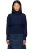OPEN YY OPEN YY Navy Button Up Blouson Cardigan - 1