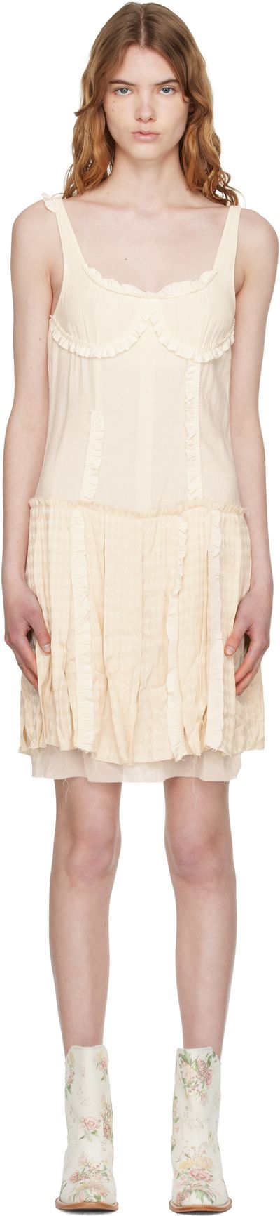 OPEN YY OPEN YY Off-White Flapper Pleats Midi Dress