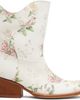 OPEN YY OPEN YY Off-White Floral Western Mid Calf Boots - 1