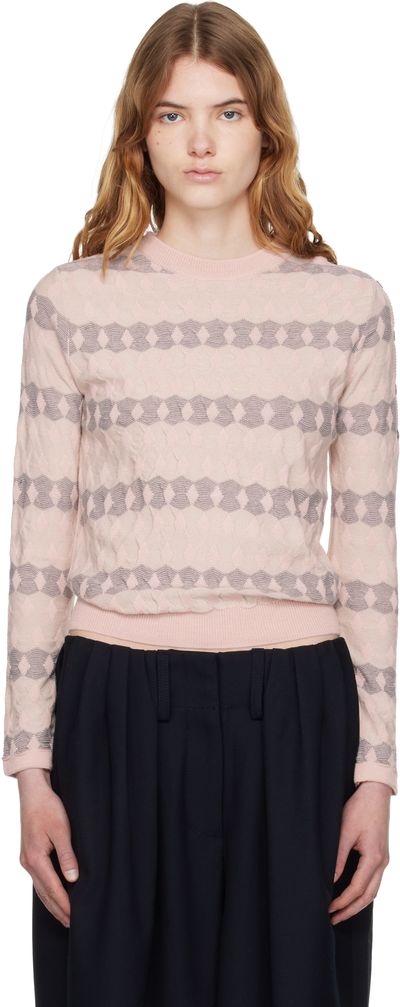 OPEN YY OPEN YY Pink Jacquard Pullover Sweater