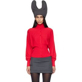 OPEN YY OPEN YY Red Button Up Blouson Cardigan