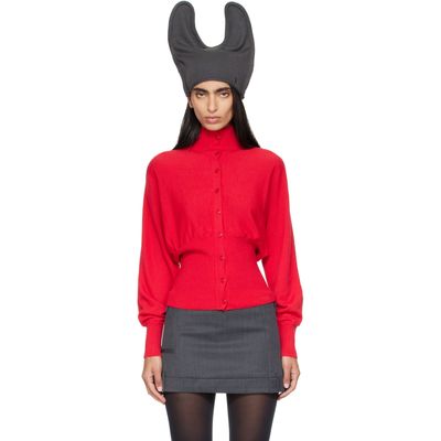OPEN YY OPEN YY Red Button Up Blouson Cardigan