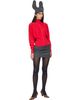 OPEN YY OPEN YY Red Button Up Blouson Cardigan - 4