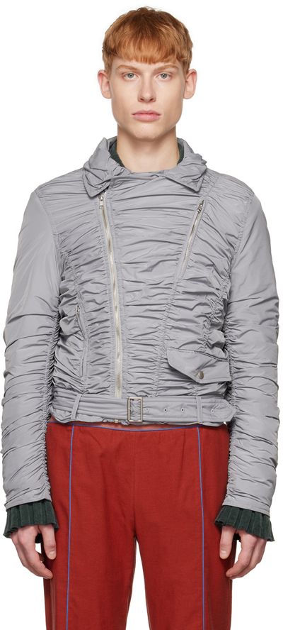 OPEN YY OPEN YY SSENSE Exclusive Gray Ruched Bomber Jacket