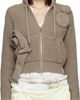 OPEN YY OPEN YY Taupe Applique Knit Zipup Sweater - 1