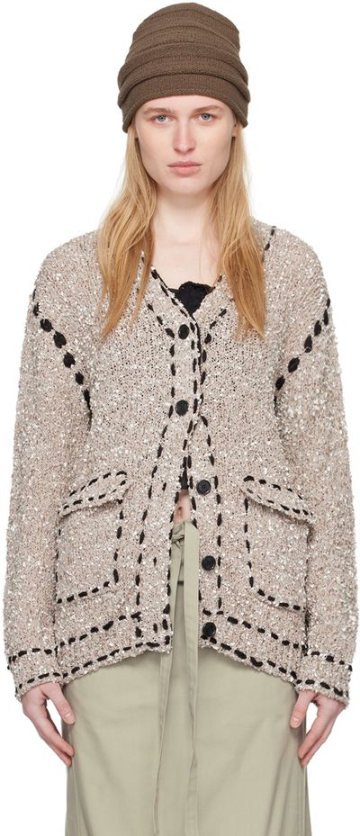 OPEN YY OPEN YY Taupe Contrast Cardigan