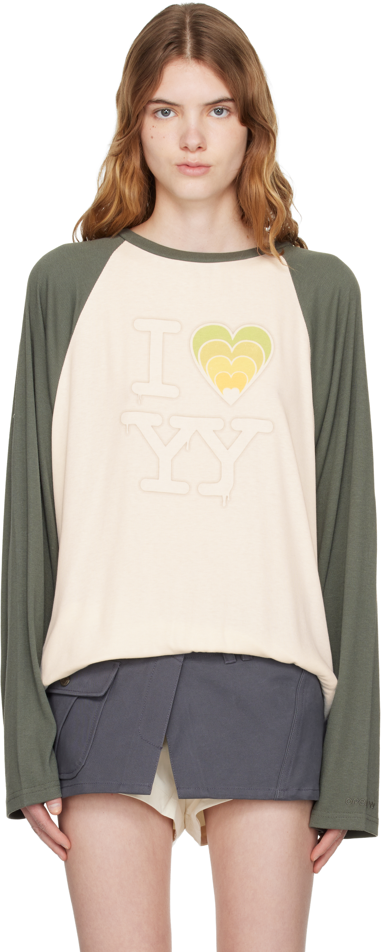OPEN YY - Off-White Layered Cat Long Sleeve T-shirt