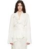 OPEN YY OPEN YY White Unbalanced Ruffle Blouse - 1