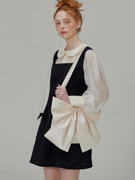 OPENING SUNSHINE Big Ribbon Satin Bag beige