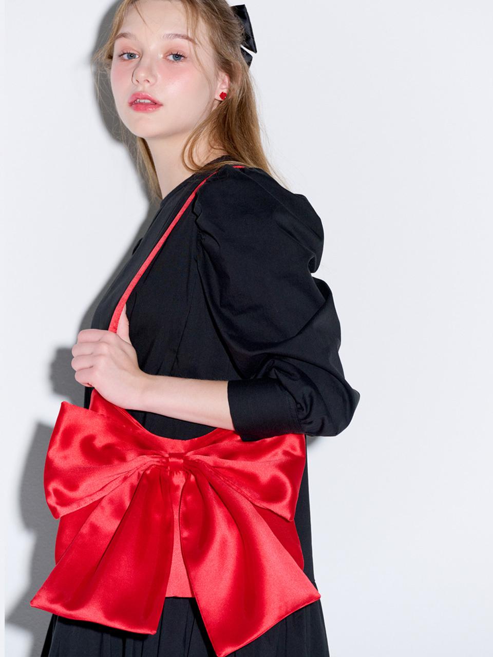 OPENING SUNSHINE Big Ribbon Satin Bag Red