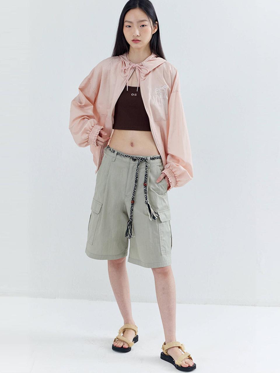 OPENING SUNSHINE Cotton One-tuck Bermuda Shorts [Khaki]