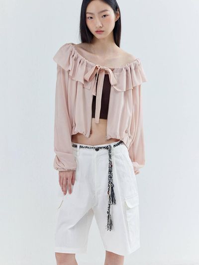 OPENING SUNSHINE Cotton One-tuck Bermuda Shorts [White]