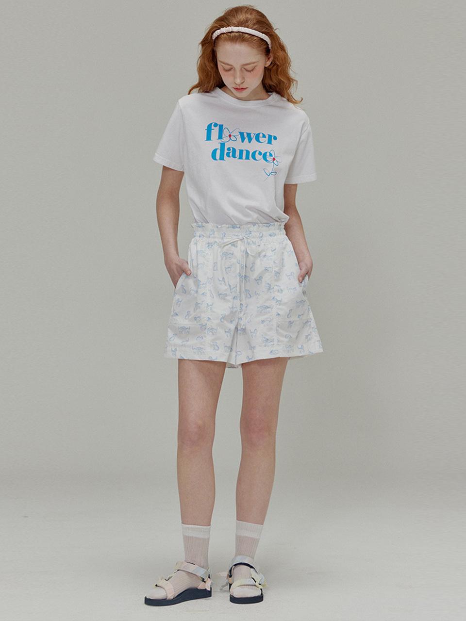 OPENING SUNSHINE Kitten printed Nylon Banding Shorts_White
