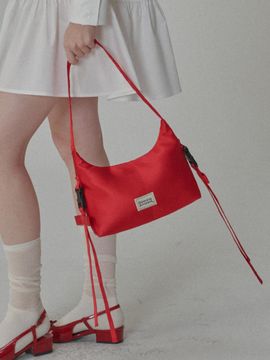 OPENING SUNSHINE Side Detailed Ribbon Hobo Bag_Red