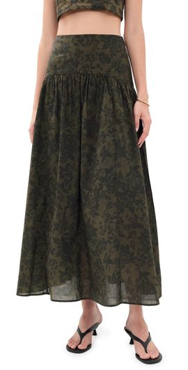o.p.t o. p.t Vashti Skirt Olive Floral