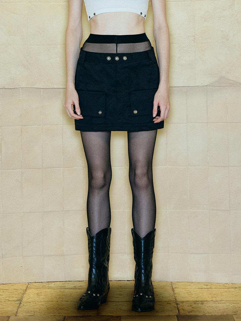 OPUS 0012 Cargo High-Density Bonded Polyester Micro Skirt [Black]