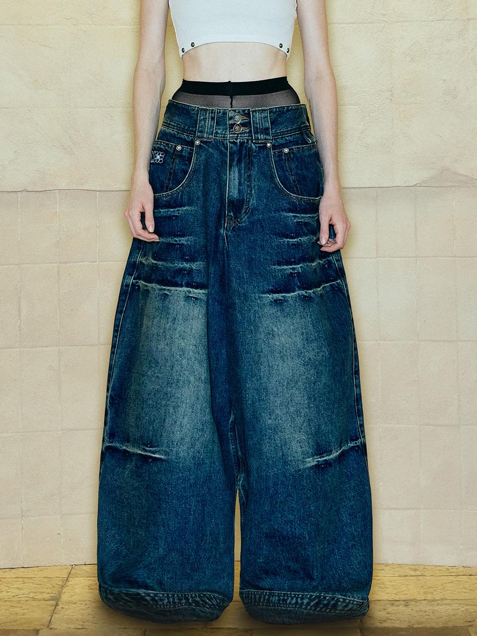 OPUS 0012 Op. 09 Clawed Melted Denim Wide Pants [Indigo]