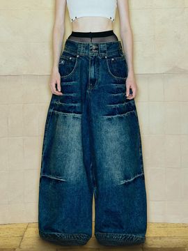 OPUS 0012 Op. 09 Clawed Melted Denim Wide Pants [Indigo]