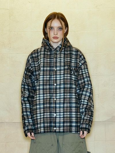 OPUS 0012 Quilted Hooded Padded Shirt [Brown]