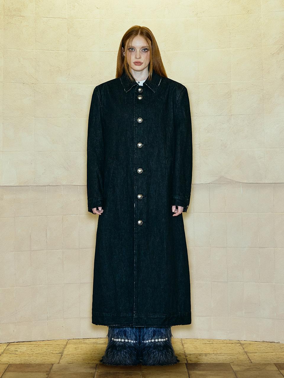 OPUS 0012 Vintage Destroyed Denim Premium Coat [Black]