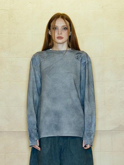 OPUS 0012 Vintage Patch Oversized Knit Sweater [Dark Gray]