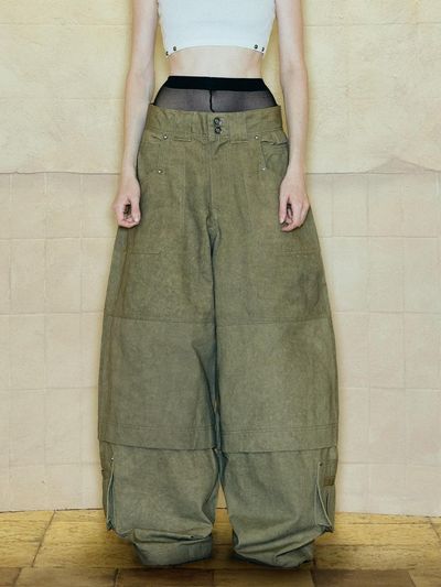 OPUS 0012 Vintage Washed Melted Fit Cargo Pants [Brown]