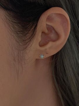 OR D`OR [14K POST] Mini Natural Stone Agate Earrings