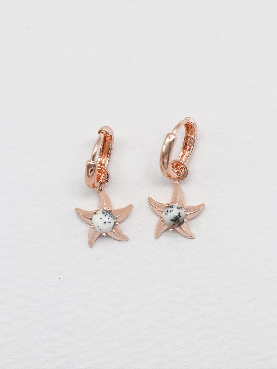 OR D`OR Agate Starfish One Touch Earrings