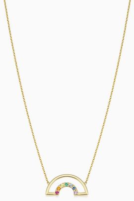 Oradina Oradina 14K Yellow Gold Double Rainbow Necklace 