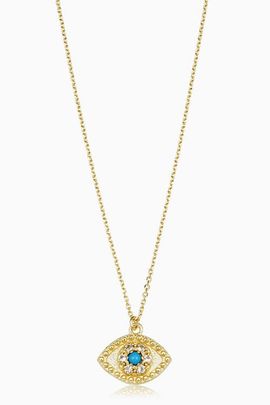 Oradina Oradina 14K Yellow Gold Evil Eye Pendant 