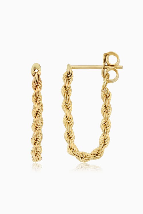 Oradina Oradina 14K Yellow Gold Roman Rope Drop Earrings 