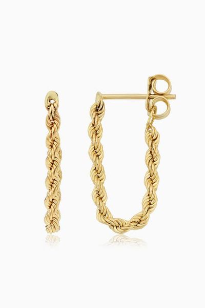 Oradina Oradina 14K Yellow Gold Roman Rope Drop Earrings 