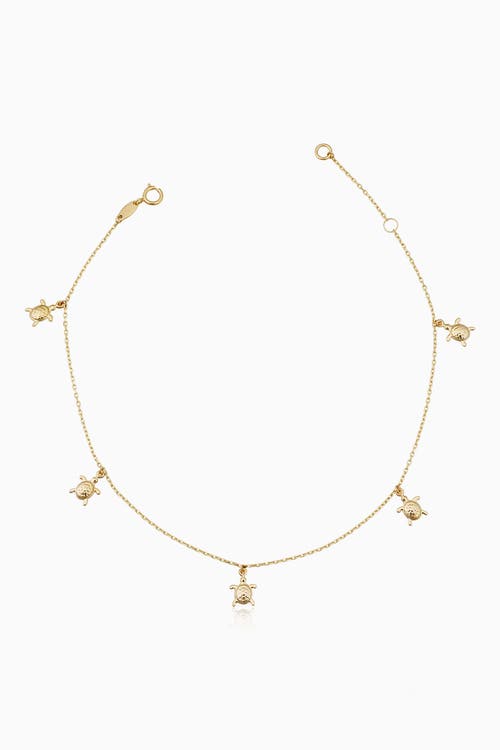 Oradina Oradina 14K Yellow Gold Sea Turtle Anklet 