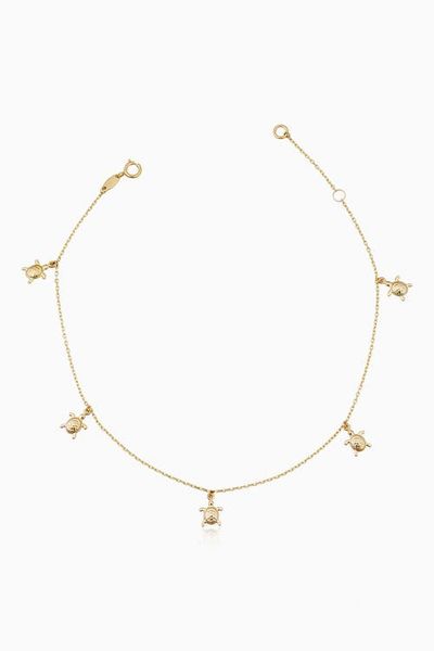 Oradina Oradina 14K Yellow Gold Sea Turtle Anklet 