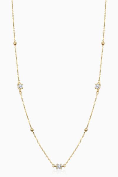 Oradina Oradina 14K Yellow Gold Seeing Sparks Station Necklace 