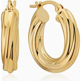 Oradina Oradina 18K Yellow Gold With A Twist Midi Hoops 